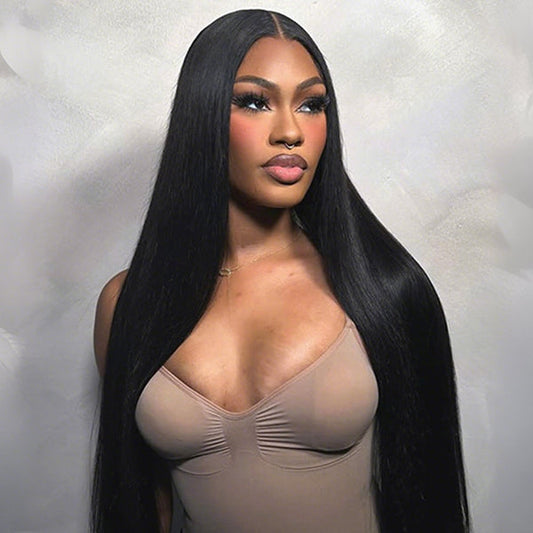 13x6 Kinky Straight Layered Lace Front Wig – Glueless, Adjustable Fit, 250% Density, Ready-to-Wear
